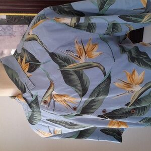 Jamaica Jaxx authentic Island Style,100%Silk, Birds of Paradise Button up Shirt